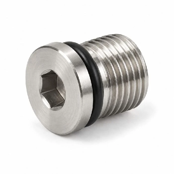 Čep inox s tesnilom 1/8 palca za pnevmatiko in hidravliko, inox čep 1/8, čep s tesnilom NBR, imbus čep, pnevmatika, hidravlika, ravna glava