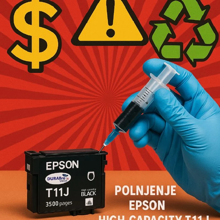 Polnjenje Epson High-capacity T11J črna kartuša 36mL 3500str, polnjenje Epson T11J, DURABrite Ultra, ceneje, ugodno, prihranek, lokalno, Ljubljana, črna kartuša Epson 36ml, 3500 strani, polnjenje črnila