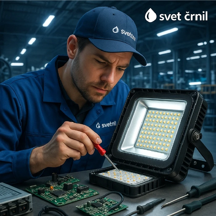 Popravilo LED reflektorjev ponderirano , popravilo LED reflektorjev, ceneje, ugodno, prihranek, lokalno, Ljubljana, industrijska razsvetljava, servis LED svetilk, teniška igrišča, skladišča