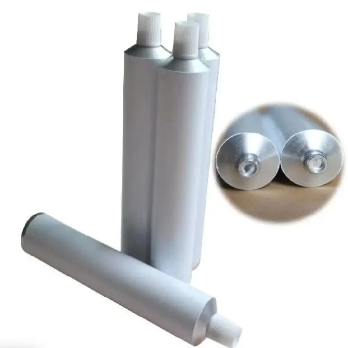 Prazna aluminijasta tuba 65mL za kozmetiko in zobne paste, prazna aluminijasta tuba, tuba za kozmetiko, tuba za zobno pasto, ceneje, ugodno, prihranek, lokalno, ljubljana, digitalni tisk, tuba z belim potiskom, aluminij embalaža, krimpanje tuba, 65ml embalaža, kozmetične tube