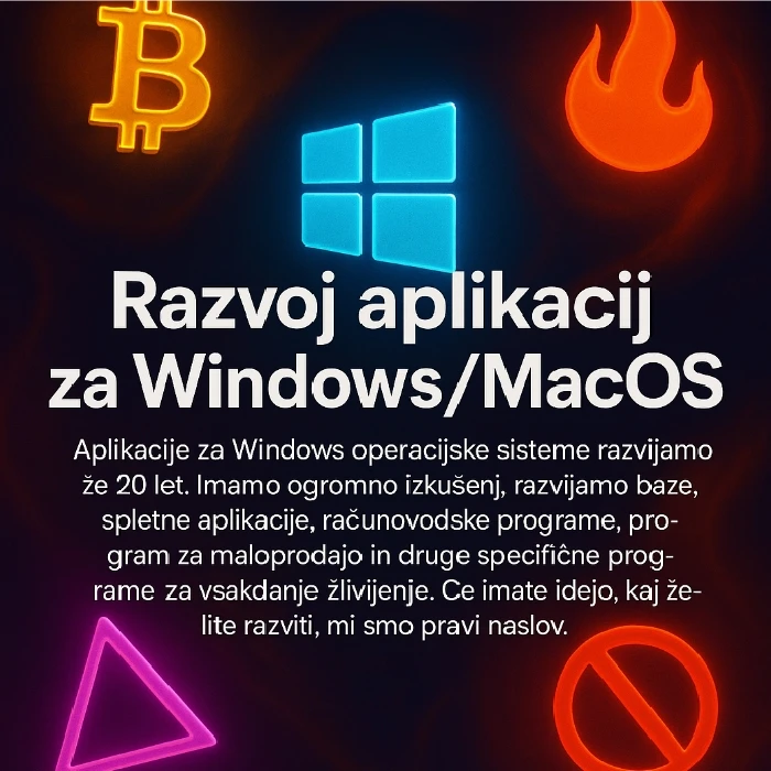 Razvoj aplikacij za Windows/MacOS ponderirano, razvoj aplikacij za Windows, razvoj za MacOS, ceneje, ugodno, prihranek, lokalno, Ljubljana, programi po meri, aplikacije za mala podjetja, hitra programska rešitev