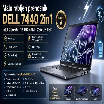 Malo rabljen prenosnik DELL 7440 2in1, I5 15GB, 256GB SSD, malo rabljen prenosnik Dell 7440 2in1, Dell Latitude 7440, rabljen notebook, i5, 15GB RAM, 256GB SSD, touch screen, ugodno, ceneje, prihranek, lokalno, Ljubljana