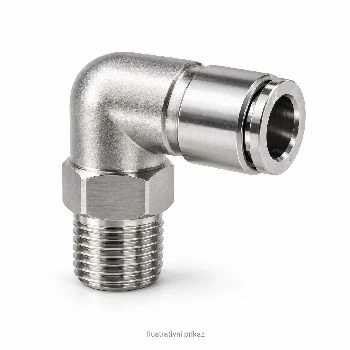 Pnevmatski hitri priklop 90st moški navoj 1/4 na cev 8mm INOX, pnevmatski hitri priklop 90 stopinj inox 1/4, kotni priklop, moški navoj 1/4, cev 8 mm, inox koleno, pnevmatika, HACCP GMP