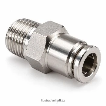 Pnevmatski hitri priklop moški navoj 3/8 na cev 8mm INOX, pnevmatski hitri priklop inox 3/8, moški navoj 3/8, cev 8 mm, inox fitting, pnevmatika, HACCP GMP izbira komponent