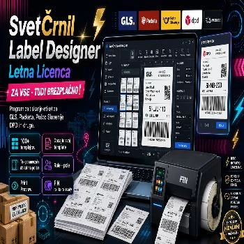 SvetČrnil Label Designer Letna Licenca, SvetČrnil Label Designer, letna licenca, program za tiskanje etiket, brezplačen program, GLS etikete, Packeta etikete, DPD etikete, Pošta Slovenije, posamezne etikete, etikete na polah, FIN tiskalnik, Ljubljana