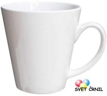 Bela konična skodelica 350mL (12 OZ), white cone mug,bela konična skodelica,konična skodelica,bela konična skodelica, 350mL, 12 oz, ceneje, ugodno, prihranek, lokalno, Ljubljana, gravirana skodelica, keramična skodelica, promocijska darila, konus skodelice