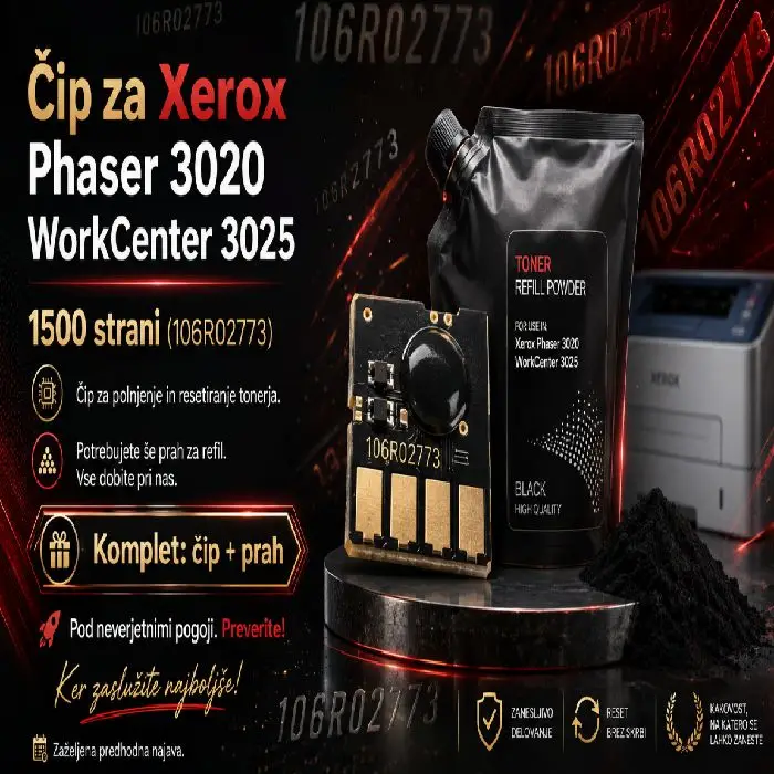 Čip za Xerox Phaser 3020 WorkCenter 3025 1500 strani (106R02773), čip Xerox 3020, WorkCentre 3025, 106R02773, reset tonerja, čip za toner, refill toner, toner prah, 1500 strani, poceni tiskanje, prihranek, Ljubljana