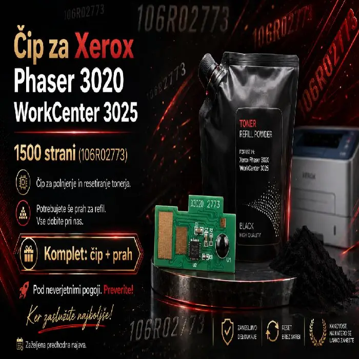Čip za Xerox Phaser 3020 WorkCenter 3025 1500 strani (106R02773), čip Xerox 3020, WorkCentre 3025, 106R02773, reset tonerja, čip za toner, refill toner, toner prah, 1500 strani, poceni tiskanje, prihranek, Ljubljana
