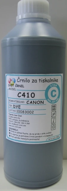 Črnilo za Canon C410 Cyan 1000ml, c410c,c 410,canon črnilo