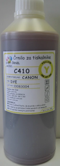 Črnilo za Canon C410 Yellow 1000ml, c410Y,c 410,canon črnilo