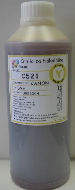 Črnilo za Canon CP521 Yellow 1000mL za CLI-521/CLI-526, cli-521,cli-526