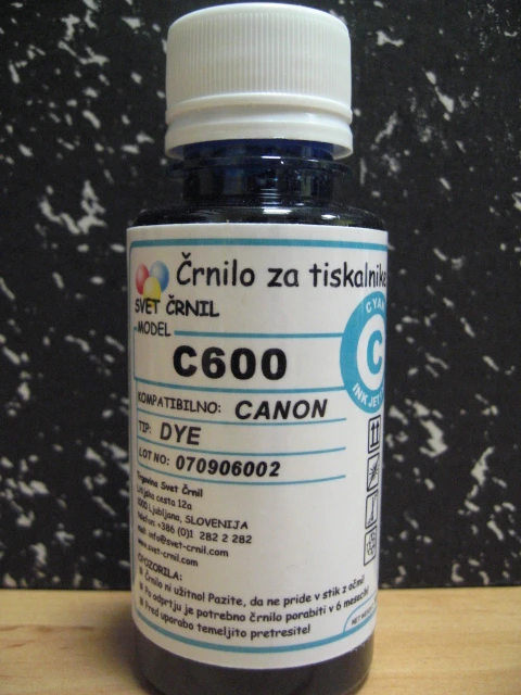 Črnilo za Canon C600 Cyan 100ml, c600c