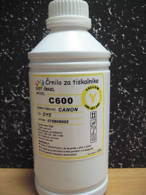 Črnilo za Canon C600 Yellow 1000mL, c600y