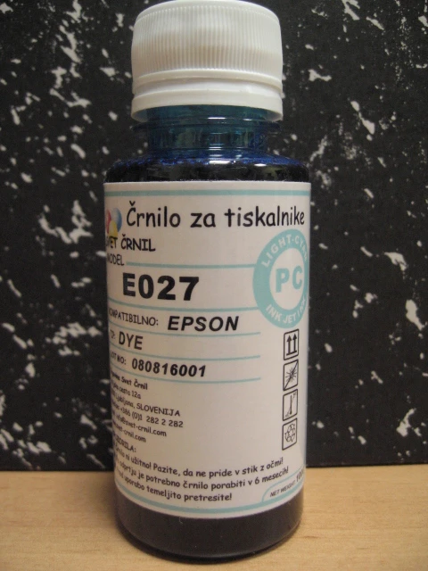 Črnilo za Epson E027 Photo Cyan 100mL, e027pc light