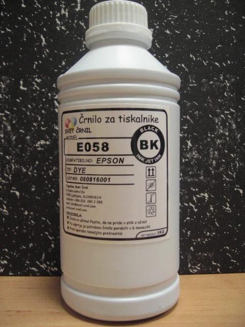 Črnilo za Epson E058 Black 1000mL, e058bk 1 kg