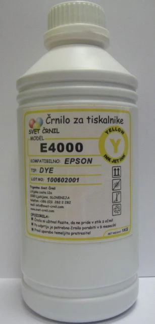 Črnilo za Epson E4000 Yellow 1000mL, epson 4000,refill,ink,ciss