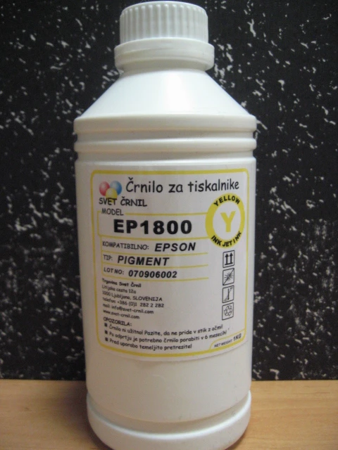 Črnilo za Epson EP1800 Yellow pigmentno 1000mL, ep1800y 1 kg,epson 1800