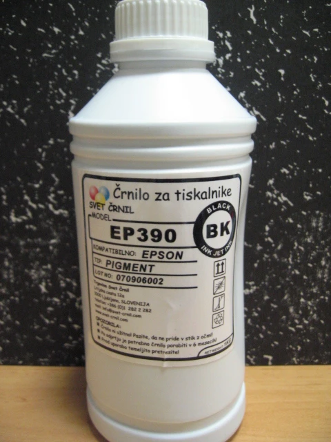 Črnilo za Epson EP390 Black pigmentno 1000mL, ep390bk