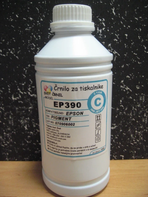 Črnilo za Epson EP390 Cyan pigmentno 1000mL, ep390c