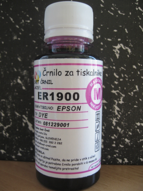 Črnilo za Epson ER1900 Magenta 100mL, epson, r1900, a3+, ciis