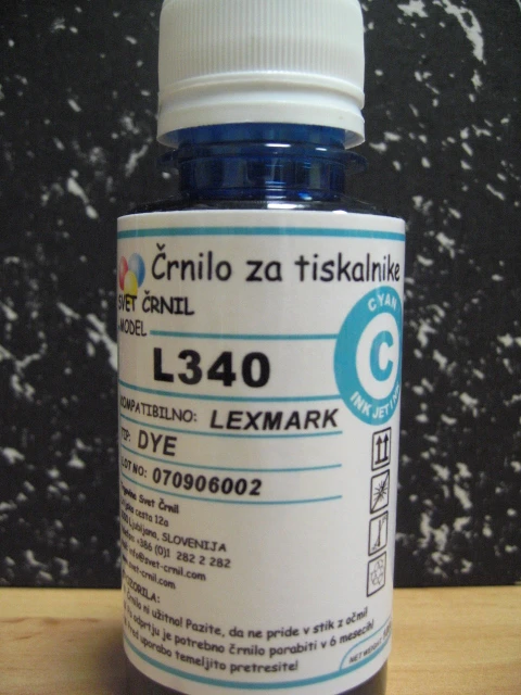 Črnilo za Lexmark L340 Cyan 100ml, l340c,črnilo lexmark,encad