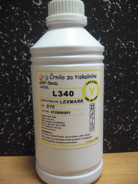 Črnilo za Lexmark L340 Yellow 1000mL, l340y 1kg 1 kg,črnilo lexmark,encad