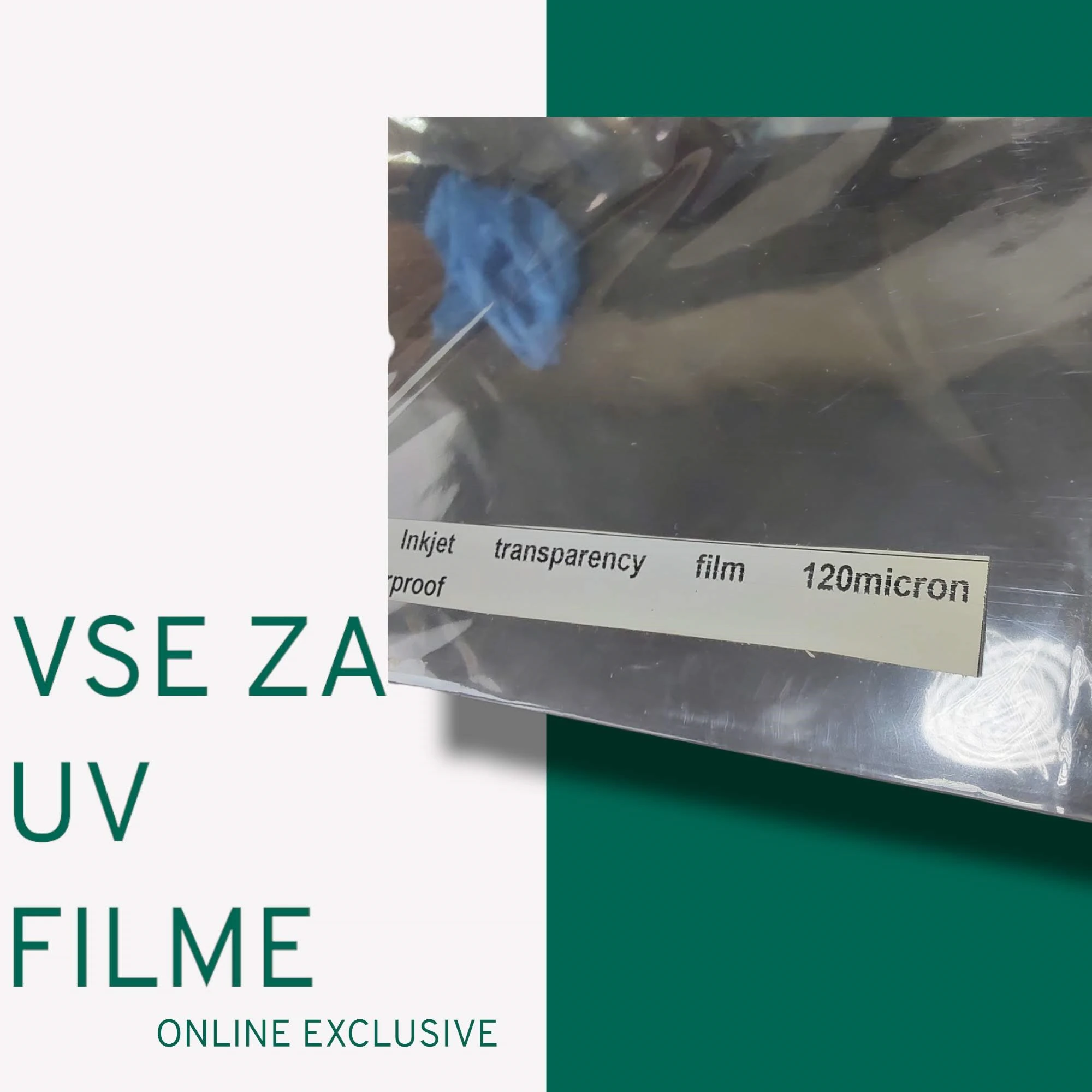 Folija za izdelavo filmov z inkjet tiskalniki A4 120g PET, folija,raster,uv,osvetlitev,