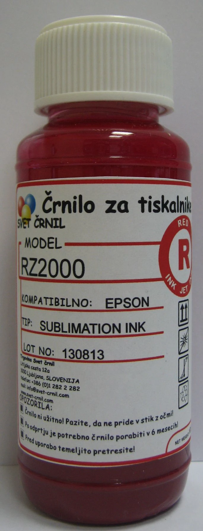Hibridno sublimacijsko črnilo za Epson RZ2000 Red 100ml, rz2000,sublimacijsko črnilo,hibridna sublimacija,sublimacija