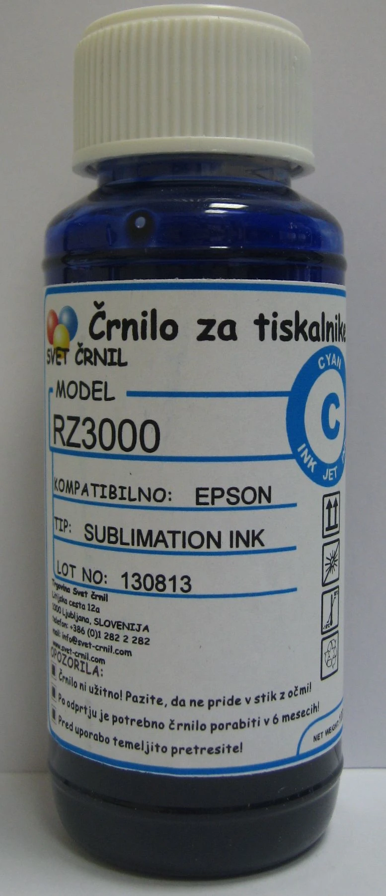 Hibridno sublimacijsko črnilo za Epson RZ3000 Cyan 100ml, rz3000,sublimacijsko črnilo,hibridna sublimacija,sublimacija