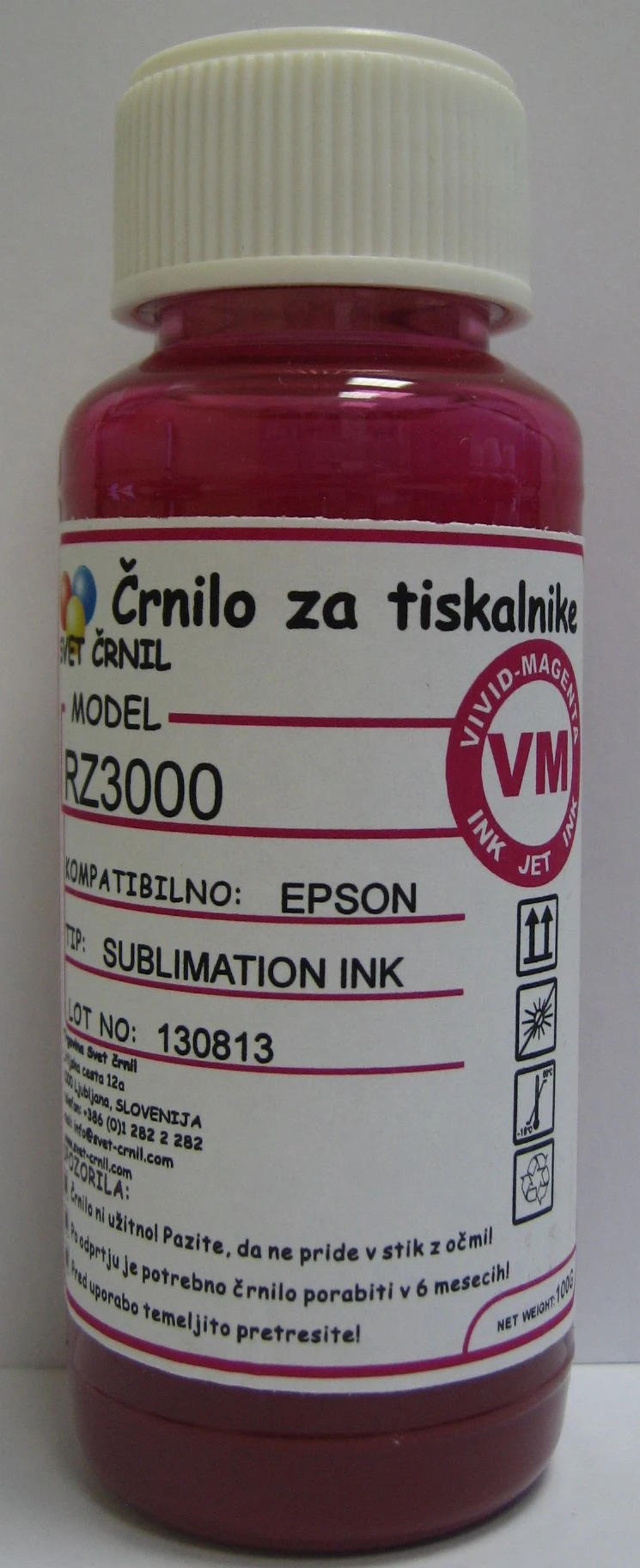 Hibridno sublimacijsko črnilo za Epson RZ3000 Vivid magenta 100ml, rz3000,sublimacijsko črnilo,hibridna sublimacija,sublimacija