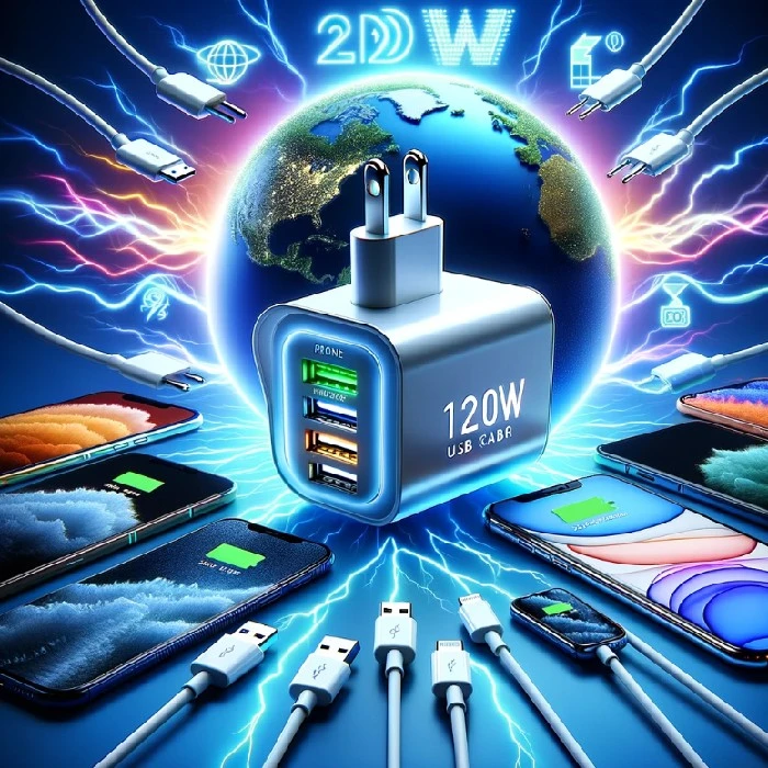 Hitri 5V USB polnilec 120W za ultra hitro polnjenje telefona, 120W USB polnilnik, hitro polnjenje, ugodno, prihranek, lokalno, Ljubljana, GAN tehnologija, potovalni polnilnik, varnost naprav.