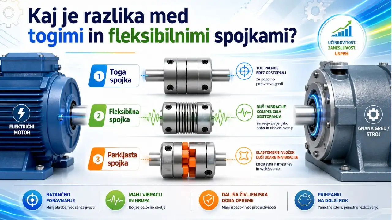Kaj je razlika med togimi in fleksibilnimi spojkami ?, razlika med togimi in fleksibilnimi spojkami,kaj je toga spojka,kaj je fleksibilna spojka,kaj je parkljasta spojka,spojka med motorjem in osovino,spojka za elektromotor,spojka za os motorja,toga spojka za natančen prenos,fleksibilna spojka za komp