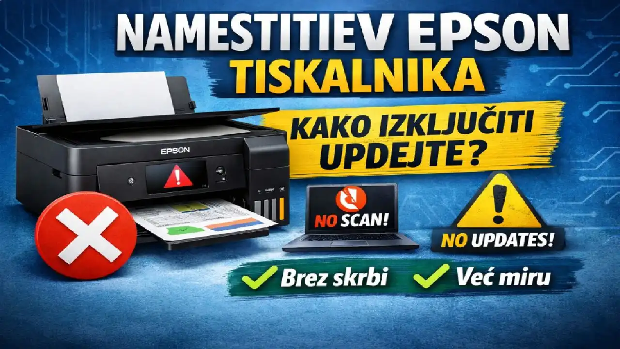 Kaj morate paziti pri namestitvi novega tiskalnika Epson, namestitev Epson tiskalnika,izklop posodobitev Epson,Epson firmware update never,Epson Software Updater Nikoli,Epson gonilnik brez updejta,nastavitve posodobitev programske opreme