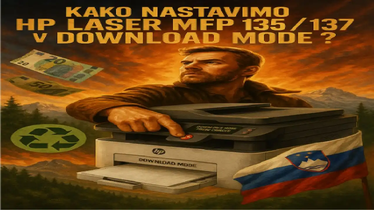 Kako nastavimo HP Laser MFP 135 / 137 v download mode ?, HP Laser MFP 135 download mode,HP 135 chipless firmware,kako vstopiti v download mode,download.bat firmware HP 135,cenejše tiskanje brez zamenjave čipa,izolacija čipa,upgrade firmware brez čipa