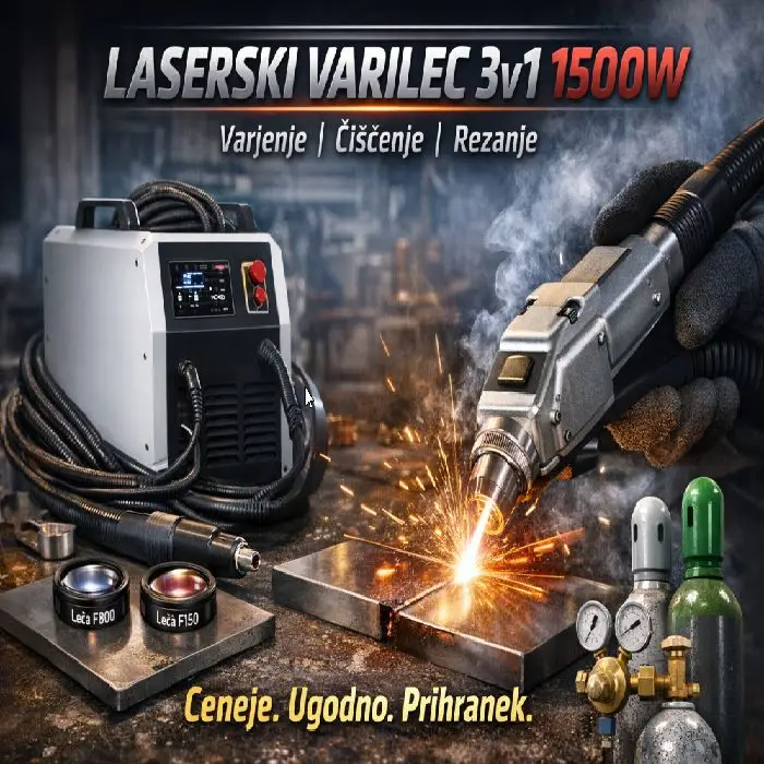 Laserski varilec 3v1 varjenje, čiščenje, rezanje 1600W, laserski varilec 3v1 1500W, lasersko varjenje Ljubljana, lasersko čiščenje kovin, lasersko rezanje kovin, ceneje varjenje, ugodno laserski varilec, prihranek pri plinu, lokalno varjenje Ljubljana, zračno hlajen laserski varilec