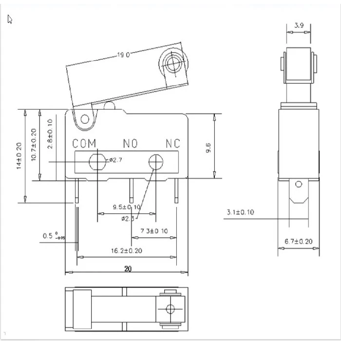 Mikro stikalo s kolescem 250VAC 5A, mikrostikala, industrijska avtomatizacija, robotika, tehnične specifikacije, visoka kakovost, zanesljivo delovanje, Svet črnil, Ljubljana, potrošni materiali, produktivnost