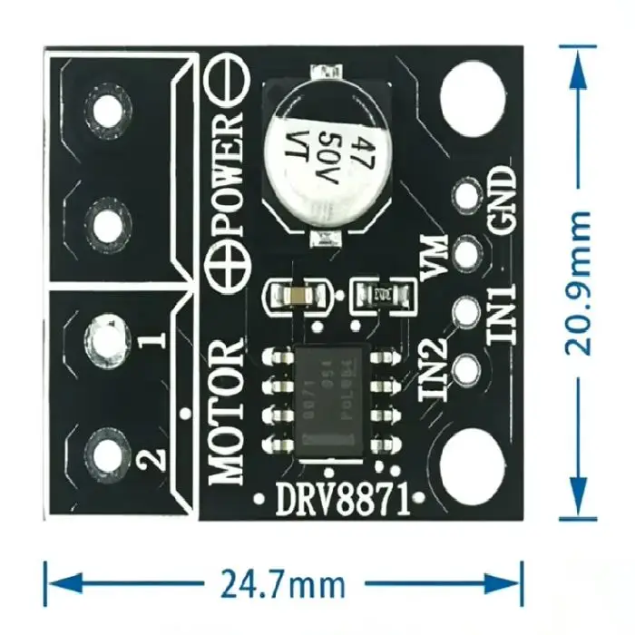 Modul H most za koračne motorje DRV8871 , Modul H most DRV8871, DRV8871 Slovenija, krmilnik DC motorja, gonilnik koračnega motorja, PWM regulator motorja, Arduino ESP32 motor, H most 3.6A, elektronika Ljubljana, poceni krmilnik motorja, robotika, avtomatizacija