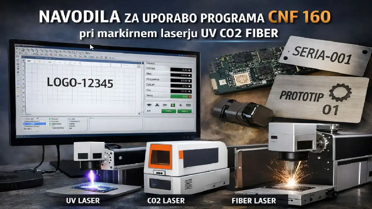 Navodila za uporabo programa CNF 160 pri markirnem laserju UV CO2 FIBER, CNF 160,navodila CNF 160,program za lasersko markiranje,UV laser,CO2 laser,fiber laser,EZCAD,markirni laser,serijske številke,logotipi,razvoj izdelkov,mala podjetja