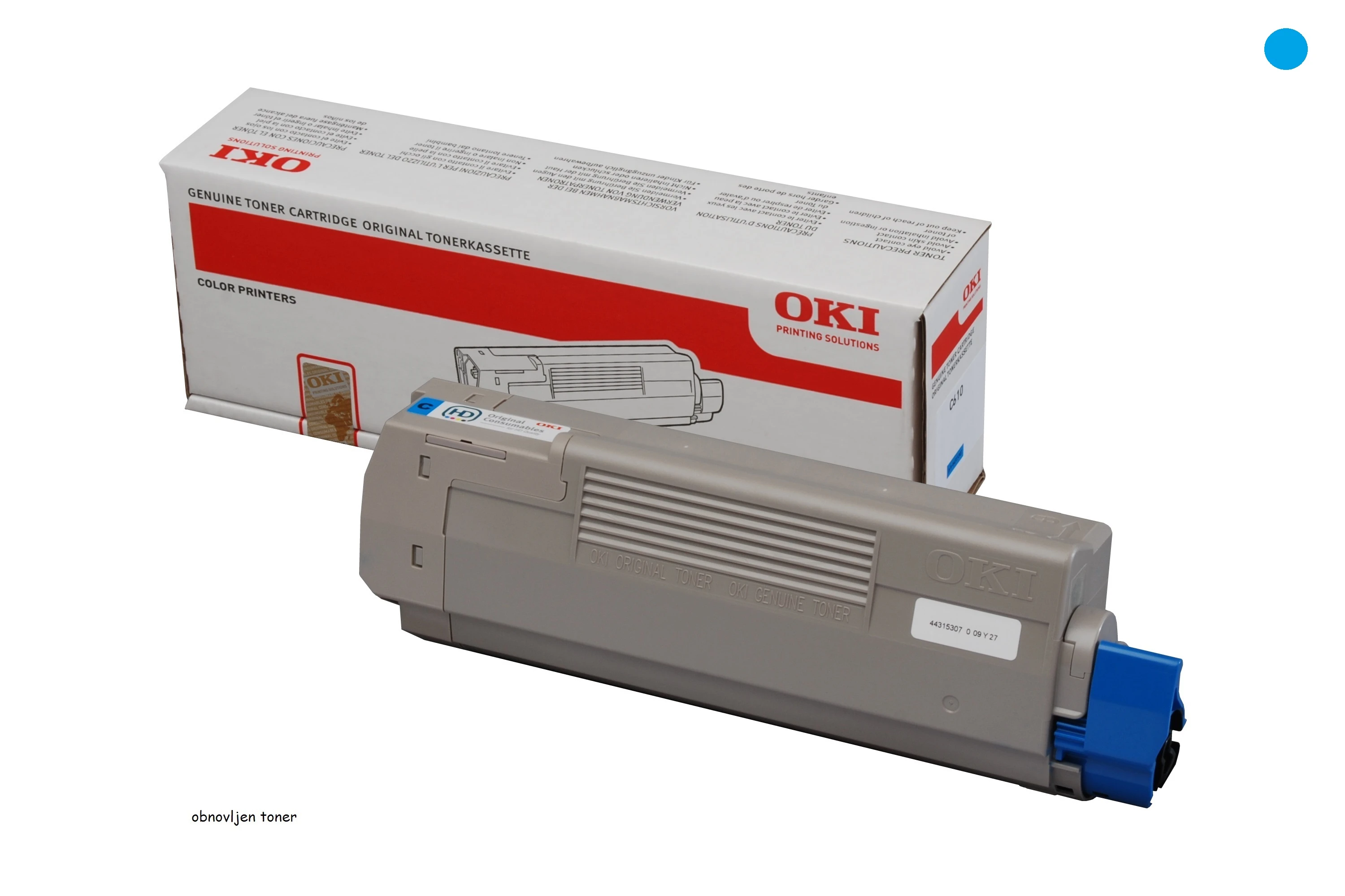 Obnonovljen toner za OKI C610 cyan za 6000 strani (44315307) , oki,oki c610