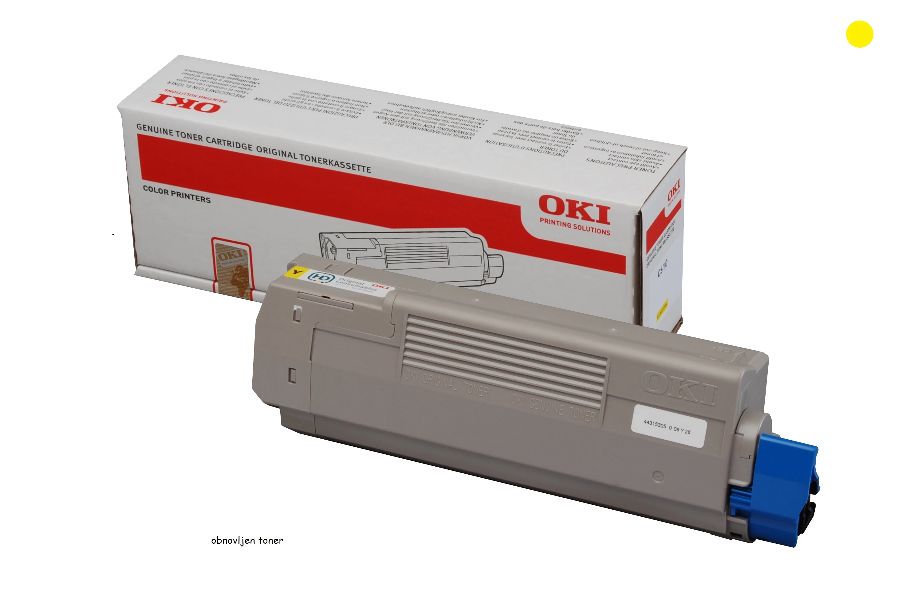 Obnonovljen toner za OKI C610 yellow za 6000 strani (44315305) , oki,oki c610