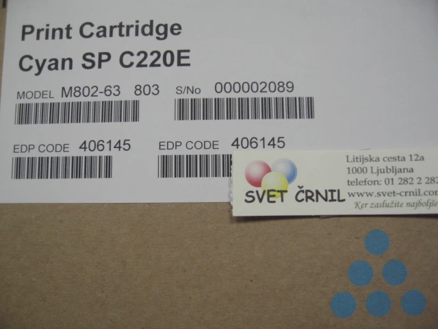 Obnovljen toner za Ricoh SPC220S/240 Cyan za 2300 strani, spc220c,spc-220,sp c220,sp 220,spc240,406097, 406053, 406766, 407645, 406141,Nashuatec, obnovljen toner, Ricoh SPC220, ugodno, Ljubljana, lokalno, prihranek, visokokakovosten, okolju prijazno