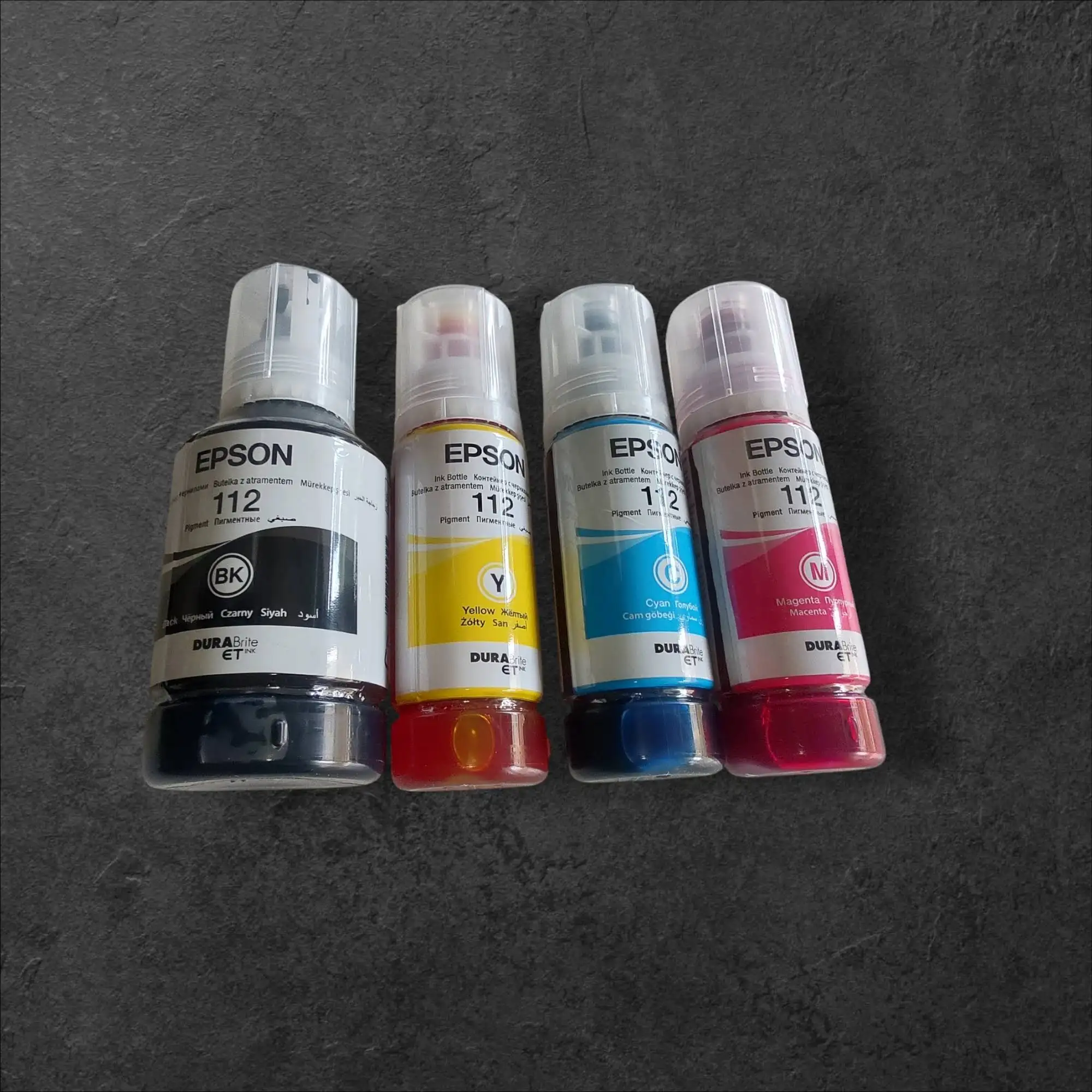 Polnjenje kompleta za Epson 112 CMYK XXL polnjenje 430mL, ceneje, ugodno, prihranek, lokalno, ljubljana, polnjenje epson 112, črnila brez siloksanov, epson 112 cmyk komplet, stabilen pH črnila, recikliranje kartuš