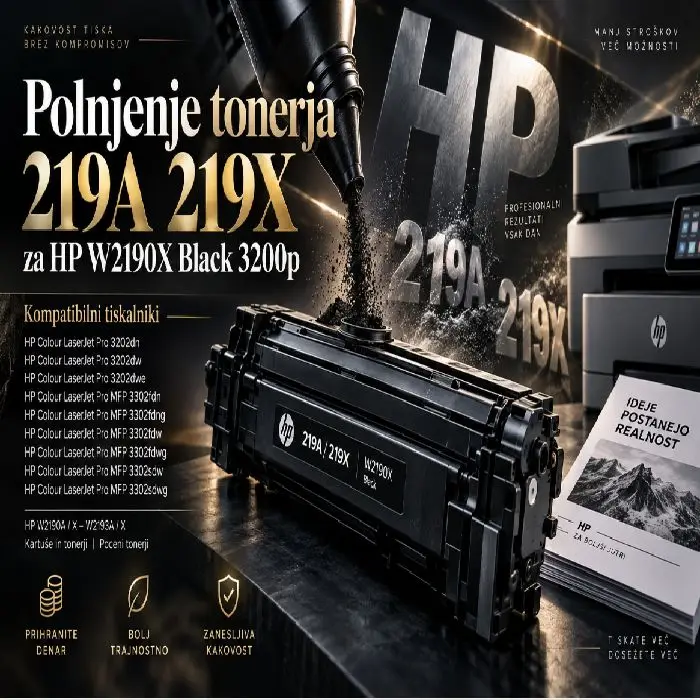Polnjenje tonerja 219A 219X za HP W2190X Black 3200p, polnjenje tonerja 219A, polnjenje tonerja 219X, HP W2190X, Black 3200p, HP W2190A, poceni tonerji HP, ceneje, ugodno polnjenje, prihranek pri tiskanju, lokalno, Ljubljana, HP 3202, HP 3302
