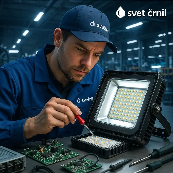 Popravilo LED reflektorjev ponderirano , popravilo LED reflektorjev, ceneje, ugodno, prihranek, lokalno, Ljubljana, industrijska razsvetljava, servis LED svetilk, teniška igrišča, skladišča