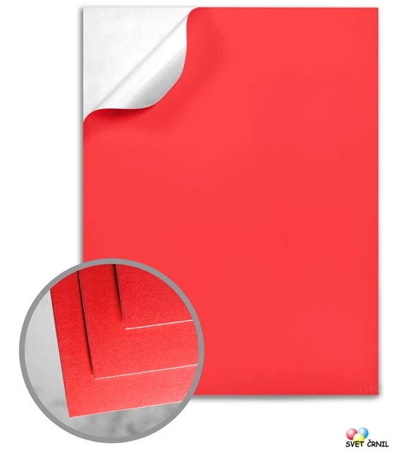 R0132  Florescentna rdeča SAMOLEPILNA 210x297mm 1 pola, R0132   A4,photo papir,nalepka,nalepke