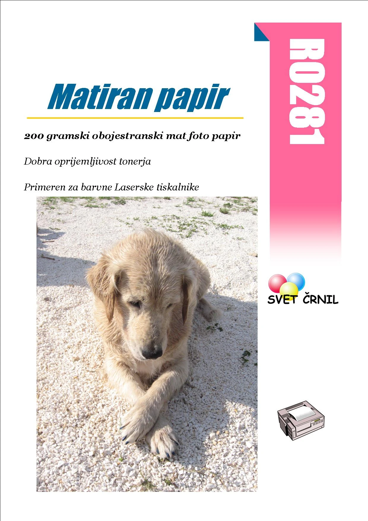 R0281 Matte papir za barvne laserske tiskalnike 210x297mm 1pola, r0281 a4,photo papir