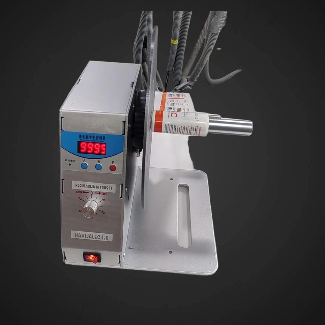 Samostojni avtomatski navijalec etiket na rolo 50,76mm, navijalec,roll,label,uptake,ttr,memjet,epson,fuji,counter,štetje,numerator,pakiranje,embalaža,etikete