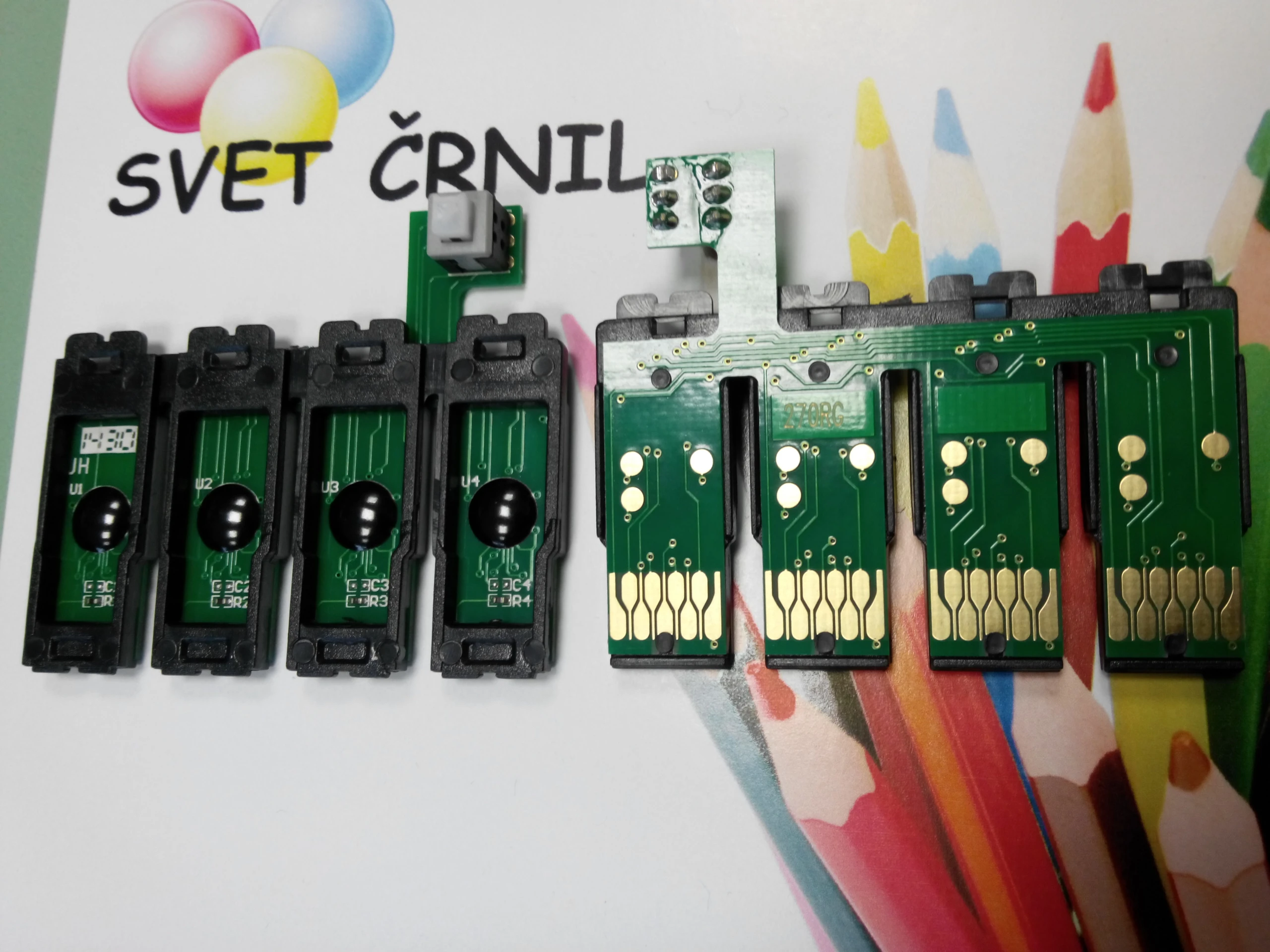 Set čipov za Epson WF-7110/7620 (T2701-T2704) z reset gumbom, combo chip for ciss wg-7110