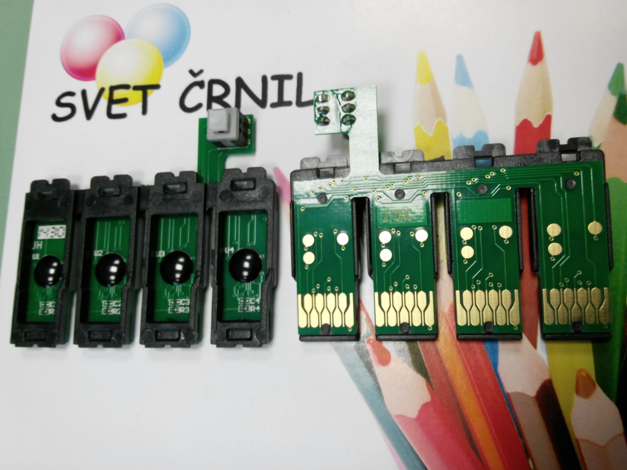 Set čipov za Epson WF-7110/7620 (T2701-T2704) z reset gumbom, combo chip for ciss wg-7110