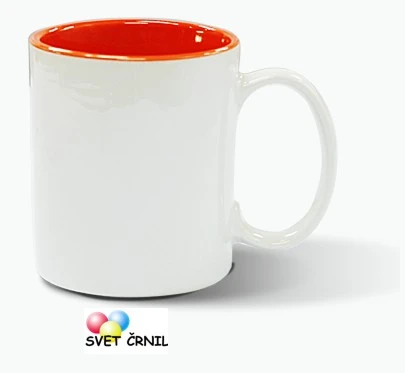 Skodelica za sublimacijo - znotraj obarvana ORANŽNO, color inside mug, barvne skodelice za sublimacijo,sublimacijska skodelica,sublimacija